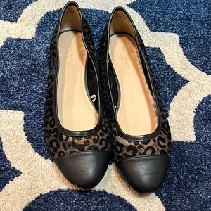Ann Taylor Black Leopard Flats Size 7.5